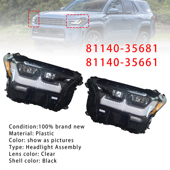 Left+Right LED Headlight 81140-35681 81140-35661 For Toyota 4Runner TRD 25-2026