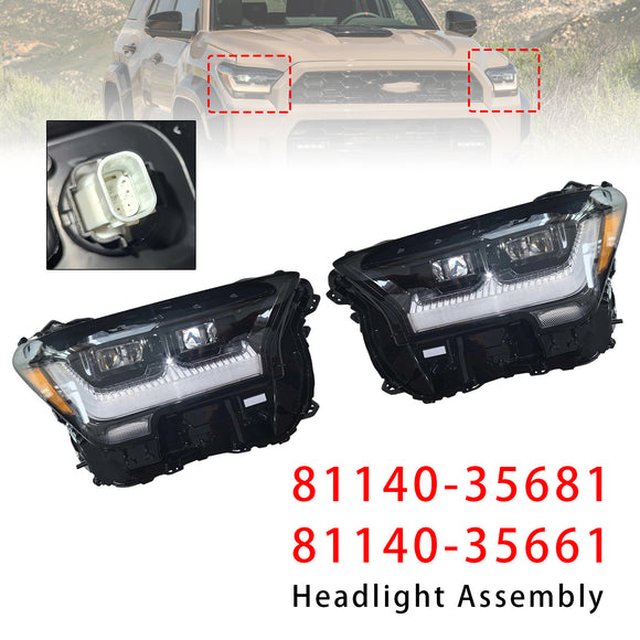 Left+Right LED Headlight 81140-35681 81140-35661 For Toyota 4Runner TRD 25-2026
