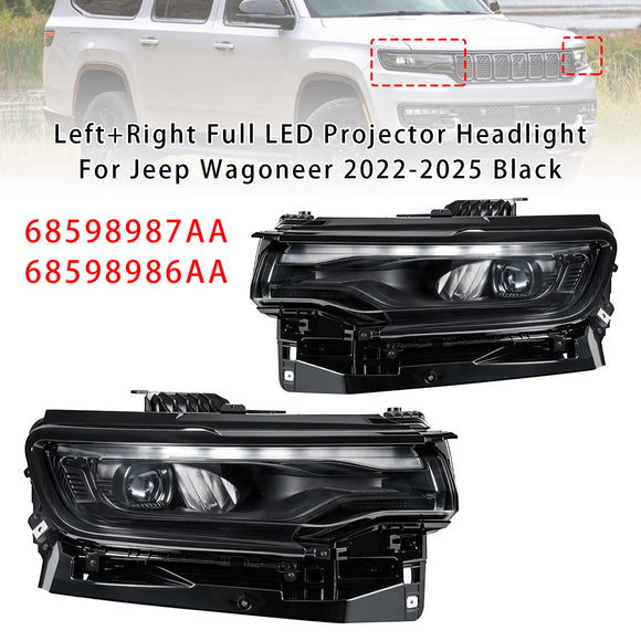 Faro per proiettore Full LED sinistro + destro per Jeep Wagoneer 2022-2025 Nero