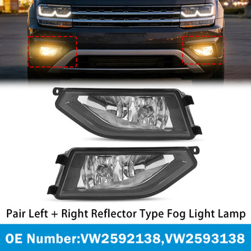 Pair Left + Right Reflector Type Fog Light Lamp For Volkswagen Atlas 2018-2020