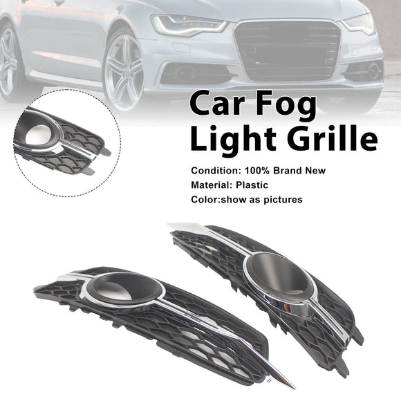 2PCS Car Front Bumper Fog Light Grille For Audi A6 C7 S-Line 2012-2014