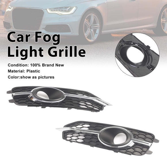 2PCS Car Front Bumper Fog Light Grille For Audi A6 C7 S-Line 2012-2014
