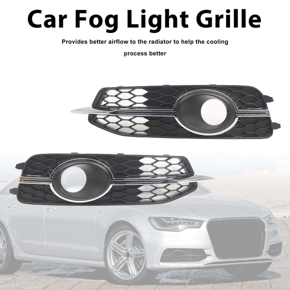 2PCS Car Front Bumper Fog Light Grille For Audi A6 C7 S-Line 2012-2014