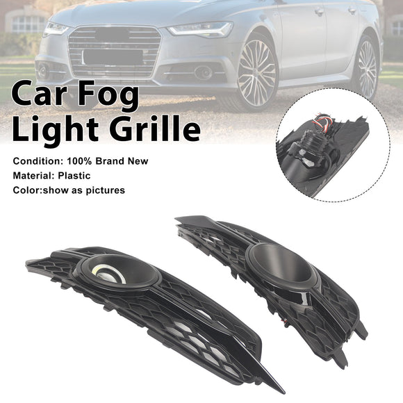 2PCS Car Front Bumper Fog Light Grille For Audi A6 C7 S-Line 2012-2014 W/LED