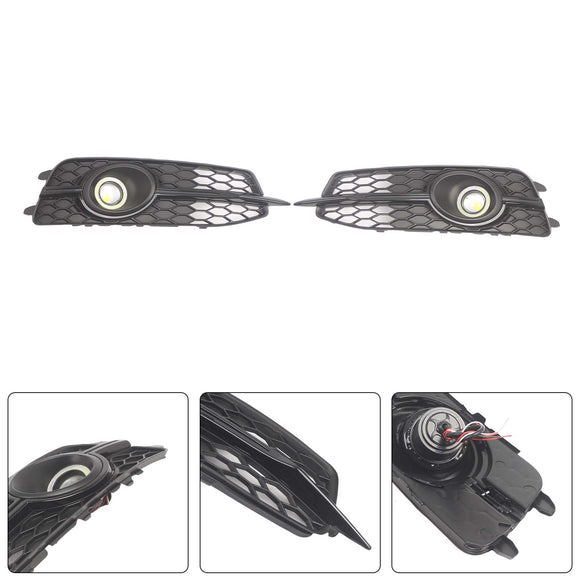 2PCS Car Front Bumper Fog Light Grille For Audi A6 C7 S-Line 2012-2014 W/LED