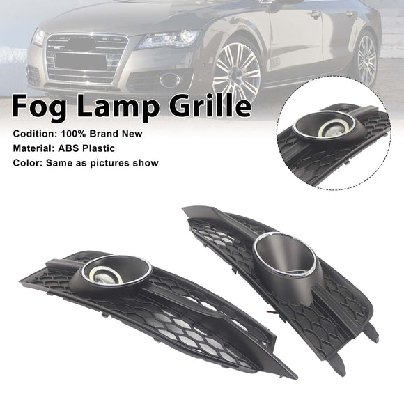 Black Front Bumper Fog Light Grille Cover Bezel Fit Audi A7 S7 S-Line 2012-2015