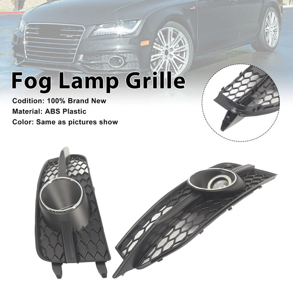 Black Front Bumper Fog Light Grille Cover Bezel Fit Audi A7 S7 S-Line 2012-2015