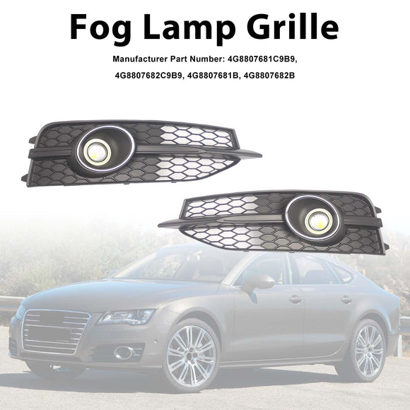 Black Front Bumper Fog Light Grille Cover Bezel Fit Audi A7 S7 S-Line 2012-2015