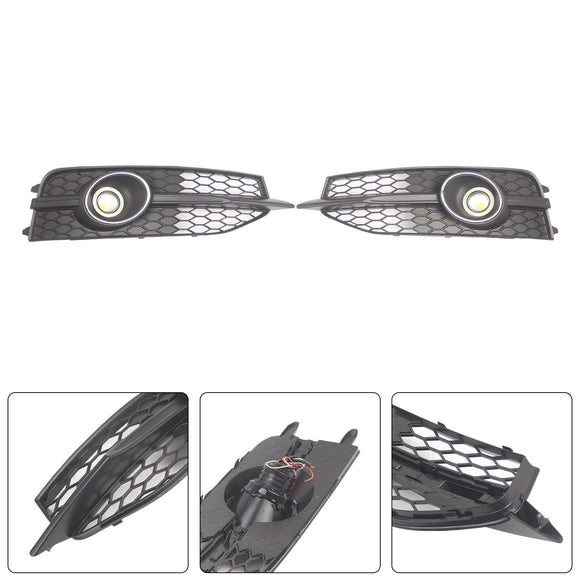 Black Front Bumper Fog Light Grille Cover Bezel Fit Audi A7 S7 S-Line 2012-2015