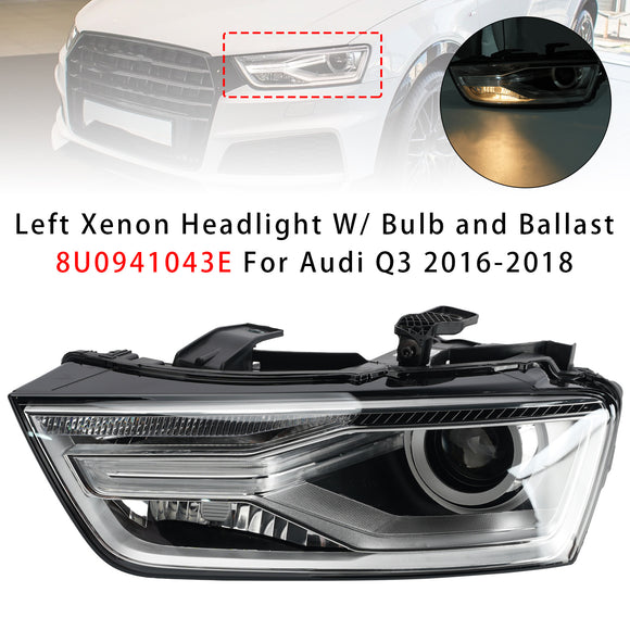 Faro allo xeno sinistro con lampadina e alimentatore 8U0941043E per Audi Q3 2016-2018