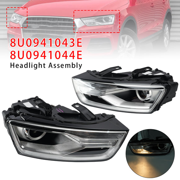 Left+Right Xenon Headlight W/ Bulb Ballast 8U0941043E 8U0941044E For Audi Q3
