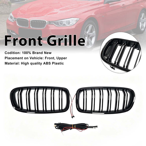 Double Slat Front Kidney Grille Grill Fit BMW 3 Series F30 F35 2012-2019