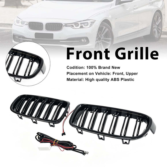 Double Slat Front Kidney Grille Grill Fit BMW 3 Series F30 F35 2012-2019