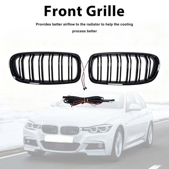 Double Slat Front Kidney Grille Grill Fit BMW 3 Series F30 F35 2012-2019