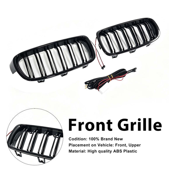 Double Slat Front Kidney Grille Grill Fit BMW 3 Series F30 F35 2012-2019