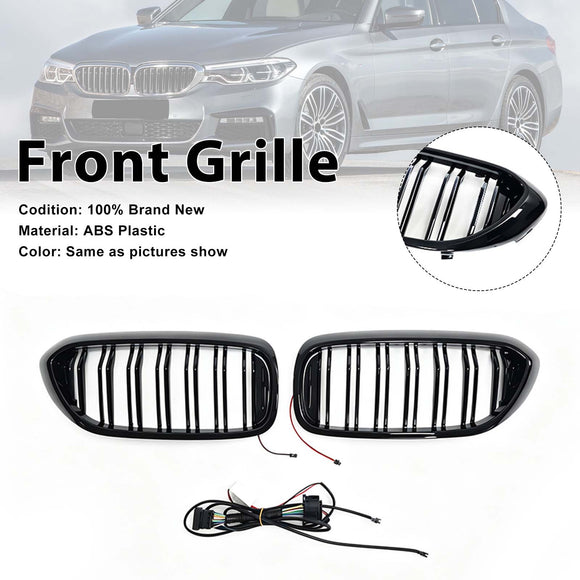 Doppelter Lamellen-Frontnierengrill, passend für BMW 5er G30 G31 2017–2020 mit LED