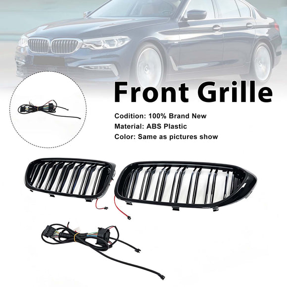 Doppelter Lamellen-Frontnierengrill, passend für BMW 5er G30 G31 2017–2020 mit LED