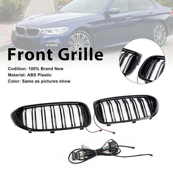 Doppelter Lamellen-Frontnierengrill, passend für BMW 5er G30 G31 2017–2020 mit LED