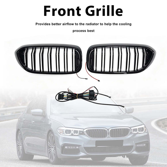 Doppelter Lamellen-Frontnierengrill, passend für BMW 5er G30 G31 2017–2020 mit LED