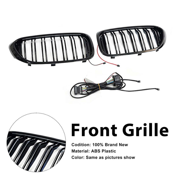 Doppelter Lamellen-Frontnierengrill, passend für BMW 5er G30 G31 2017–2020 mit LED