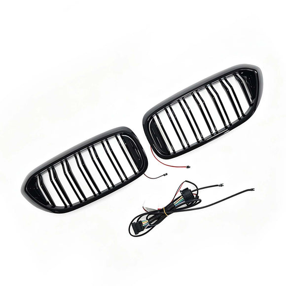 Doppelter Lamellen-Frontnierengrill, passend für BMW 5er G30 G31 2017–2020 mit LED