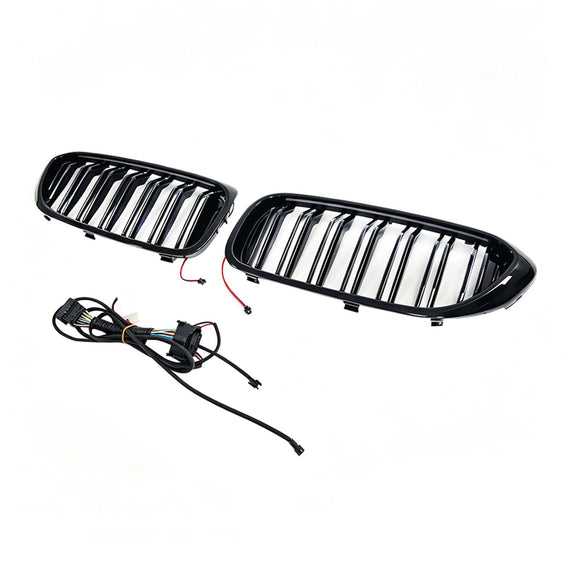 Doppelter Lamellen-Frontnierengrill, passend für BMW 5er G30 G31 2017–2020 mit LED