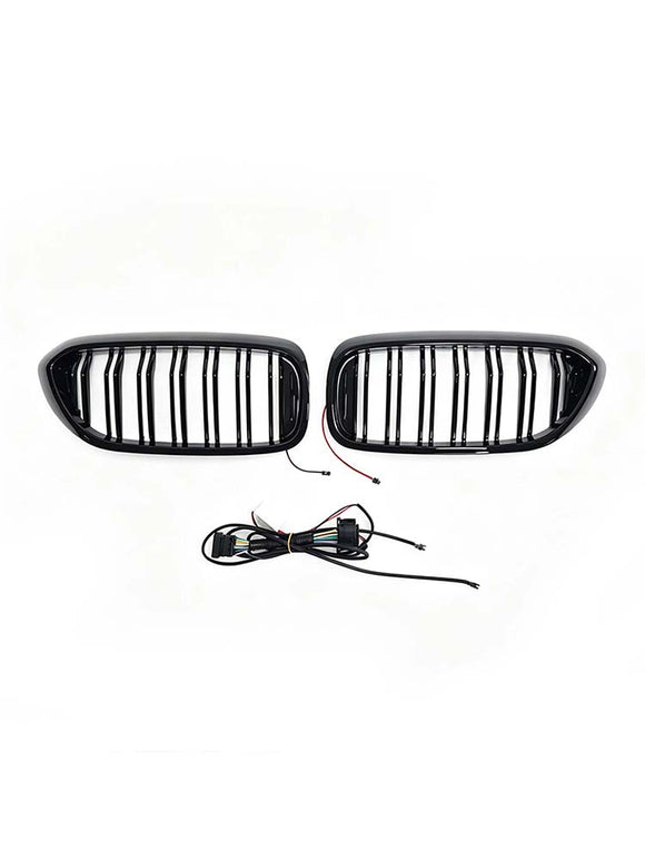 Doppelter Lamellen-Frontnierengrill, passend für BMW 5er G30 G31 2017–2020 mit LED