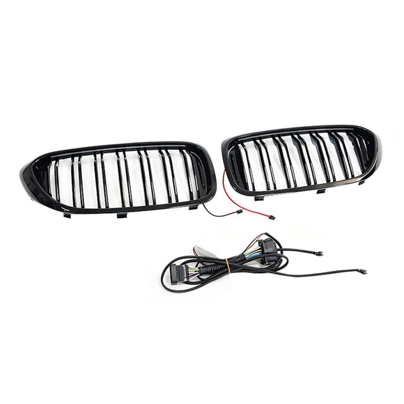 Doppelter Lamellen-Frontnierengrill, passend für BMW 5er G30 G31 2017–2020 mit LED
