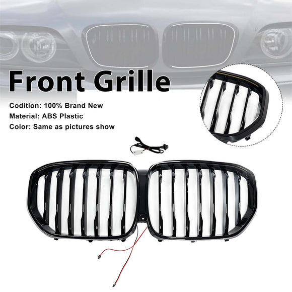 Front Kidney Grill Grille Fit BMW 5 Series G30 G38 2021-2024 W/LED