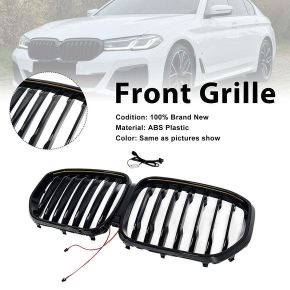 Front Kidney Grill Grille Fit BMW 5 Series G30 G38 2021-2024 W/LED