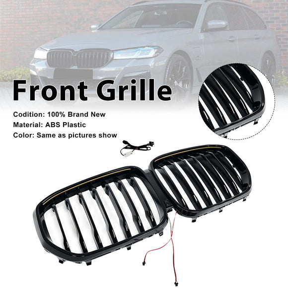 Front Kidney Grill Grille Fit BMW 5 Series G30 G38 2021-2024 W/LED