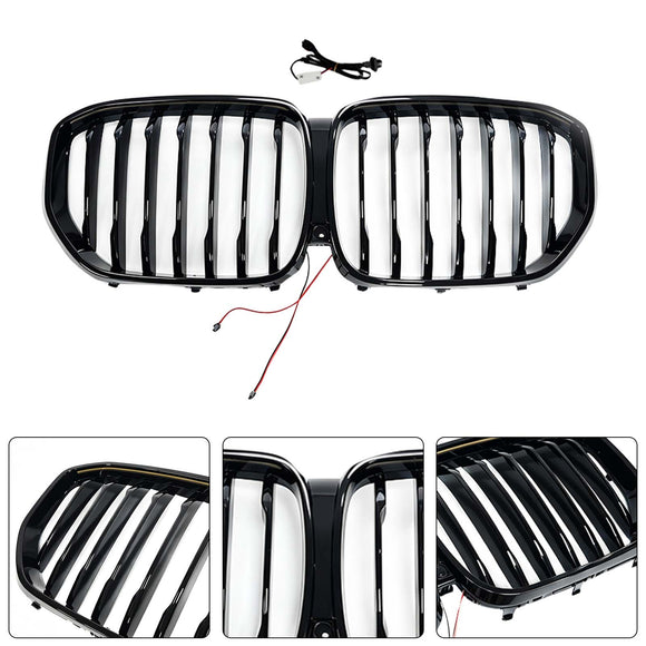 Front Kidney Grill Grille Fit BMW 5 Series G30 G38 2021-2024 W/LED