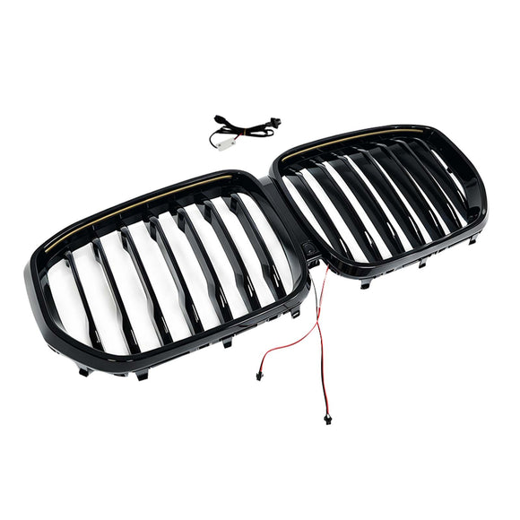 Front Kidney Grill Grille Fit BMW 5 Series G30 G38 2021-2024 W/LED