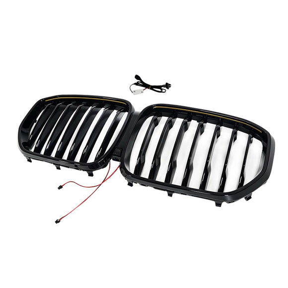 Front Kidney Grill Grille Fit BMW 5 Series G30 G38 2021-2024 W/LED