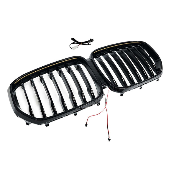 Front Kidney Grill Grille Fit BMW 5 Series G30 G38 2021-2024 W/LED