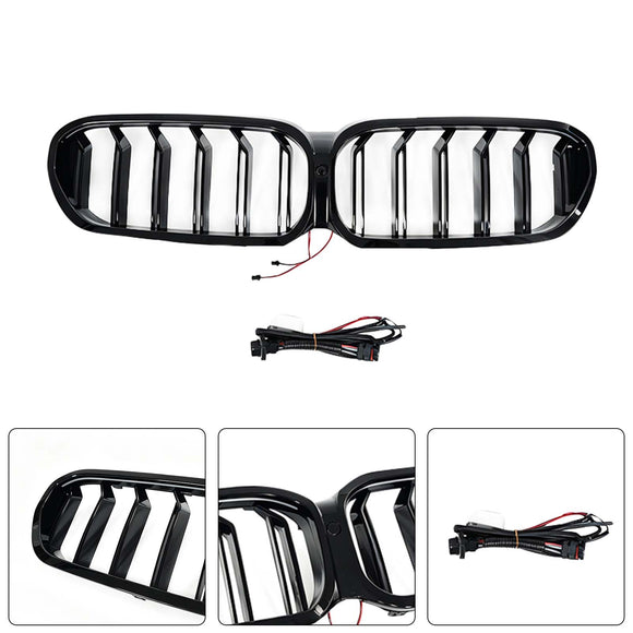 Frontnierengrill, passend für BMW 5er G30 G38 2021–2024 mit LED