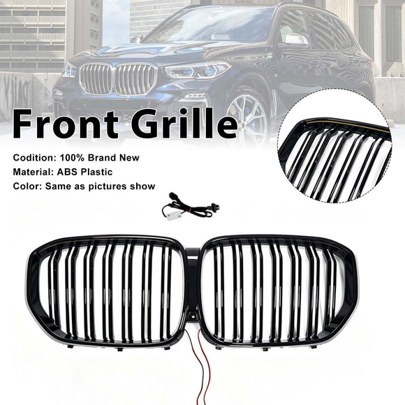 Niergrille met dubbele lamellen, zwart vooraan, geschikt voor BMW X5 G05 2019-2022 W/LED