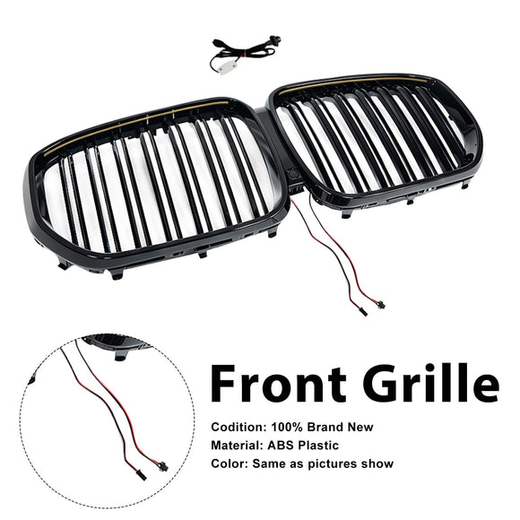 Niergrille met dubbele lamellen, zwart vooraan, geschikt voor BMW X5 G05 2019-2022 W/LED