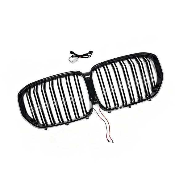 Niergrille met dubbele lamellen, zwart vooraan, geschikt voor BMW X5 G05 2019-2022 W/LED