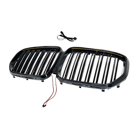 Niergrille met dubbele lamellen, zwart vooraan, geschikt voor BMW X5 G05 2019-2022 W/LED