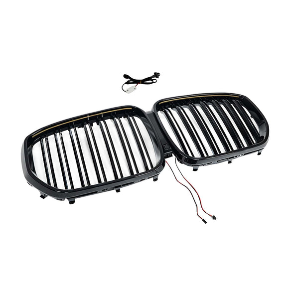 Niergrille met dubbele lamellen, zwart vooraan, geschikt voor BMW X5 G05 2019-2022 W/LED