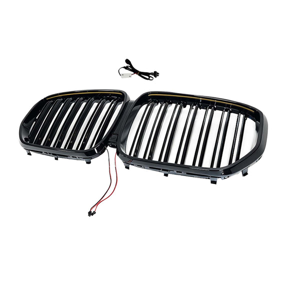 Niergrille met dubbele lamellen, zwart vooraan, geschikt voor BMW X5 G05 2019-2022 W/LED