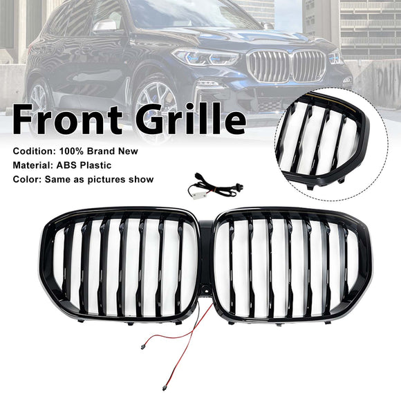 Einzelner Nierengrill vorne in glänzendem Schwarz, passend für BMW X5 G05 2019–2022, mit LED