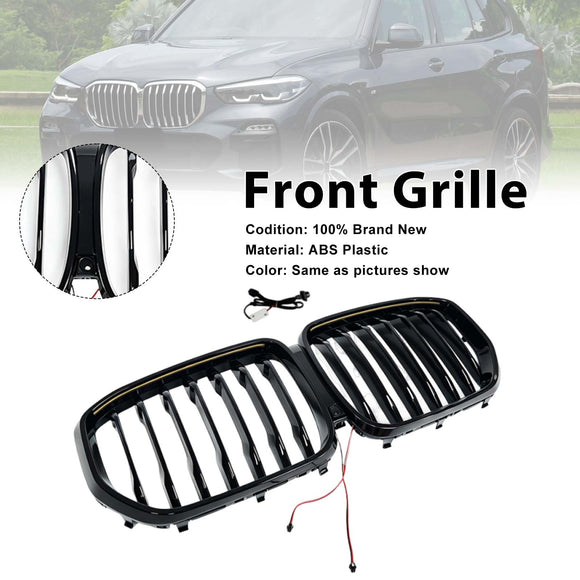 Einzelner Nierengrill vorne in glänzendem Schwarz, passend für BMW X5 G05 2019–2022, mit LED