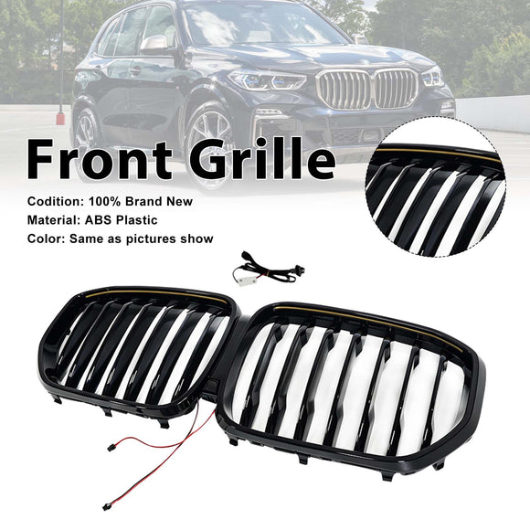 Einzelner Nierengrill vorne in glänzendem Schwarz, passend für BMW X5 G05 2019–2022, mit LED