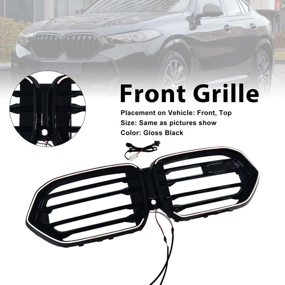Grille de pare-chocs avant à double lamelle pour BMW X6 G06 M60i 2023-2025 avec trou pour caméra