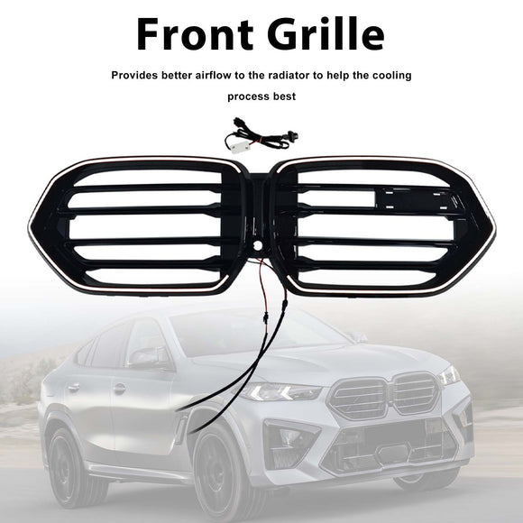 Grille de pare-chocs avant à double lamelle pour BMW X6 G06 M60i 2023-2025 avec trou pour caméra
