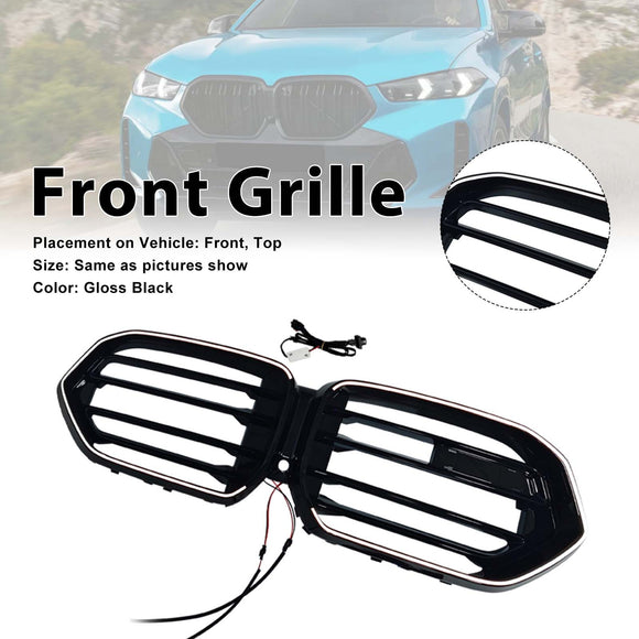 Grille de pare-chocs avant à double lamelle pour BMW X6 G06 M60i 2023-2025 avec trou pour caméra
