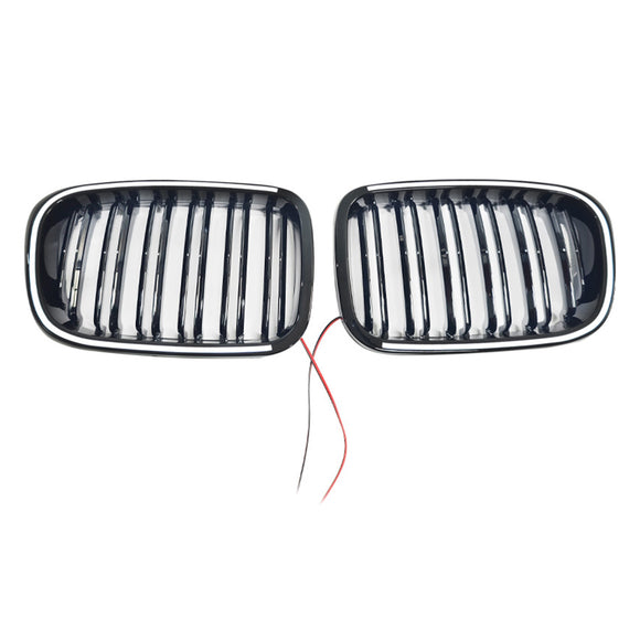 Rejilla de parachoques delantero negro brillante para BMW E46 de 2 puertas 1998-2001 con LED