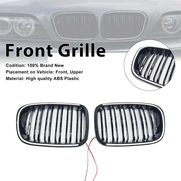 Rejilla de parachoques delantero negro brillante para BMW E46 de 2 puertas 1998-2001 con LED